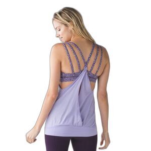 Lululemon Nouveau Limits Tank Top Strappy w/ Shelf Bra Lilac Purple Womens Sz 4